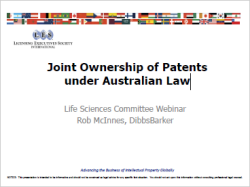 Joint Ownership of Patents under Australian Law